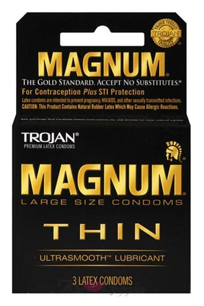 Trojan Magnum Thin Lubricated Condoms - Silky Lubricant - 3 Pack