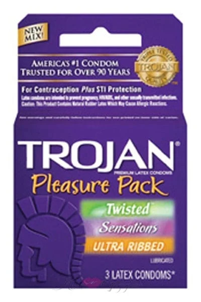 Trojan Twisted Condoms Mix Sensations Pleasure 3 Pack