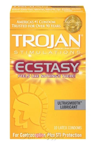 Trojan Ultra Ribbed Ecstasy Condoms Ultrasmooth - 10 Pack