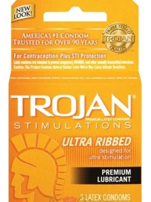 Trojan Ultra Ribbed Lubricated Condoms Extra Stimulation - 3 Pack