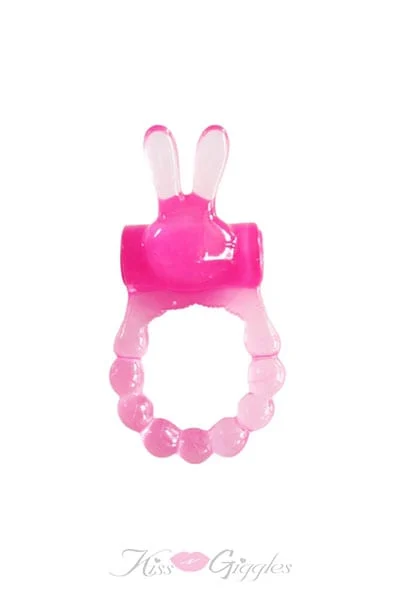Vibrating Clit Stimulating Bunny Cockring - Single Speed Ring - Pink