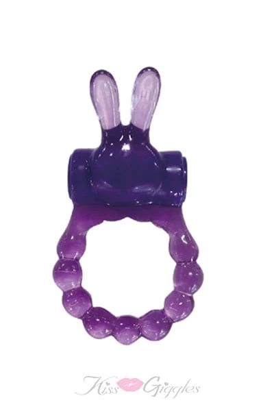 Vibrating clit stimulating bunny cockring - single speed ring - purple