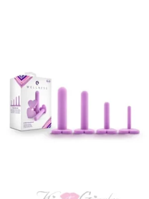 4-piece Vaginal Dilator Kit with Heart-Shaped Bases - Purple