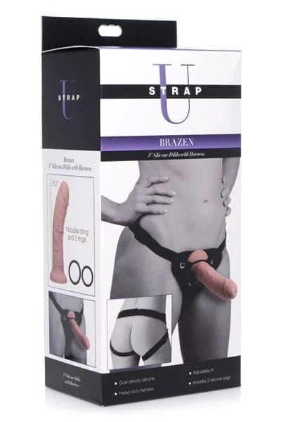 8 Inches Realistic Dong Silicone Dildo with Adjustable Harness