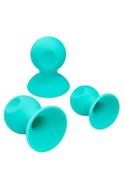 3 Pack Nipple and Clitoral Massager Suction Set - Teal