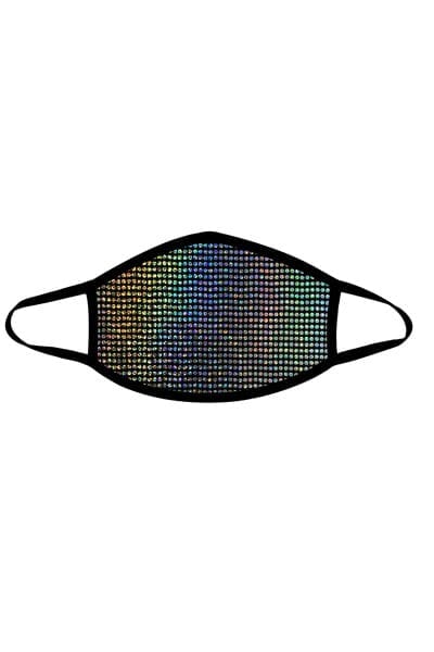 Face Mask with Disco Robot Holographic Design with Black Trim