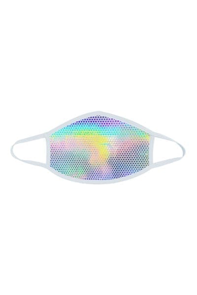 Liquid Party Pure Holographic White Dust Face Mask with Silver Trim