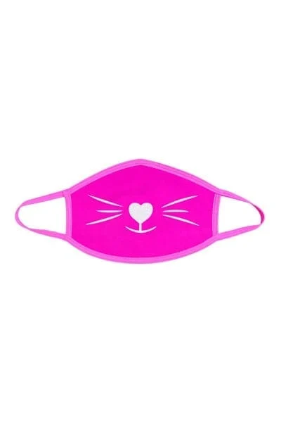 Pretty Kitty White Glitter Neon Uv Pink Face Mask - Adult Size