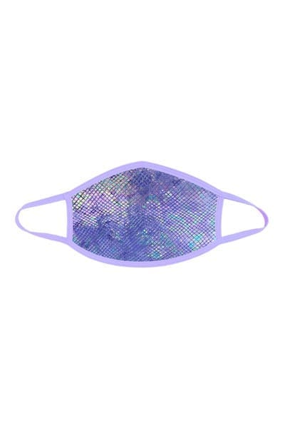 Purple Python Holographic Face Mask with Lavender Trim