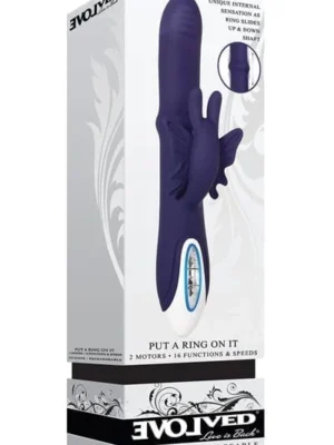 Girthy Vibrator with Butterfly Clitoral Stimulator - Purple