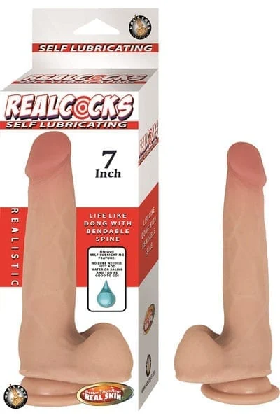 7 Inch Dong Self Lubricating Cock with Balls Suction Cup Realcocks