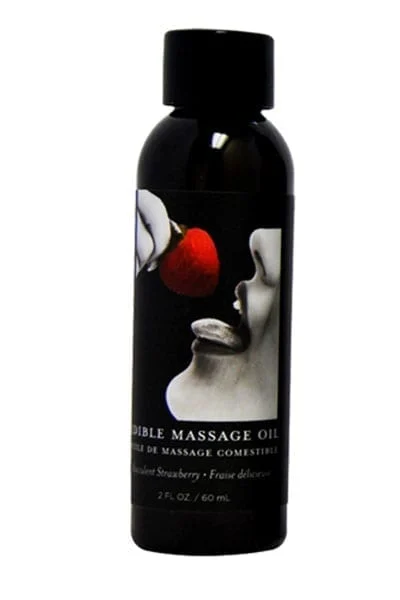 Succulent Strawberry Edible Massage Oil with Skin Conditioning 2 Oz