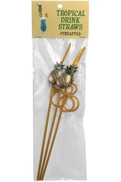 Tropical Drinking Pineapple Straws Party Supplies - 3 Pack