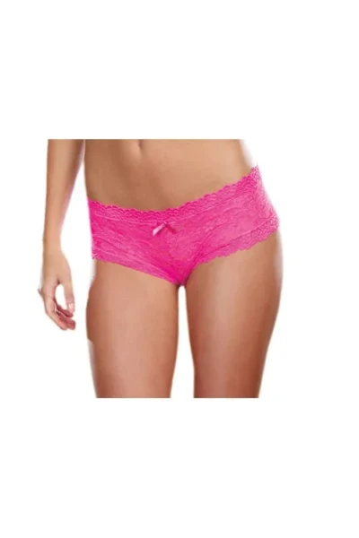 Hot Pink Cheeky Underwear Lace Low-Rise Hipster Panty with Satin Bow Trim