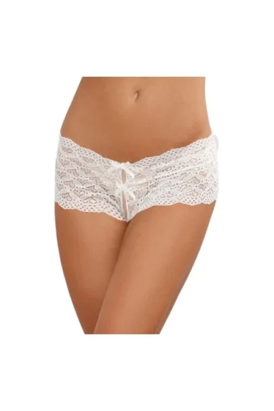 Lace panty with open crotch and cut-out heart on back - white