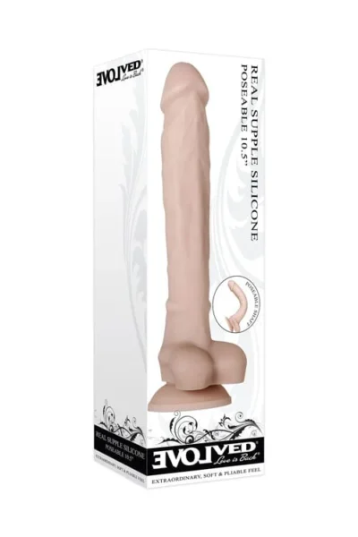 10.5 Inch Realistic Cock with Balls Suction Cup Poseable Dildo
