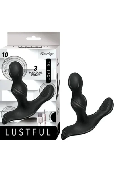3 Pleasure Zones Vibrator Vaginal Clit & Anal Sex Toy Tri-Spot - Black