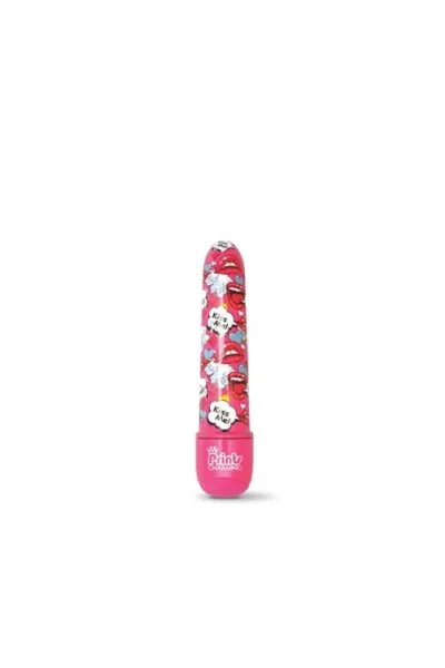 5 Inch Vibrator Smooth Tapered Dildo with Kiss Me Prints - Pink