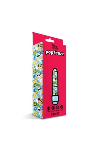 5 Inch Smooth Tapered Vibrator with Wham & Pow Prints - Blue