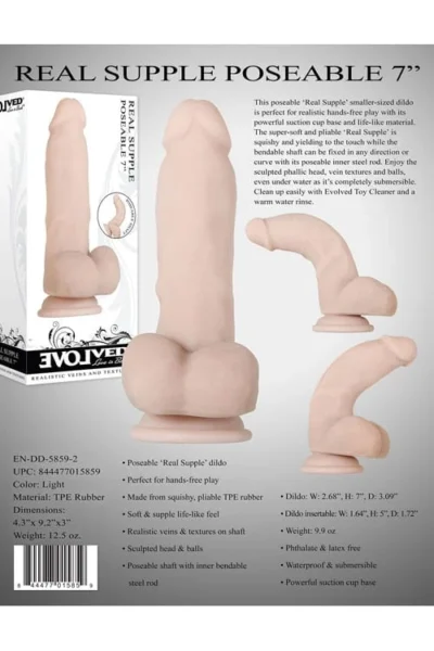 7 In Realistic Supple Cock with Balls Poseable Dildo & Suction Cup