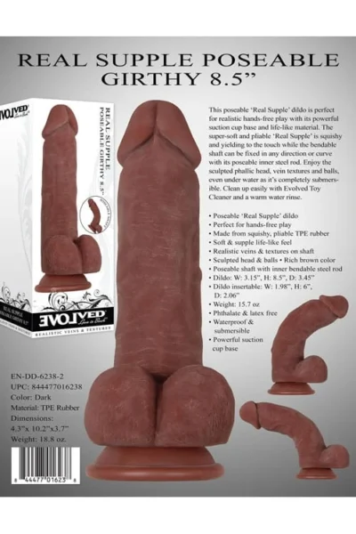 8. 5 inch realistic girthy dildo with balls poseable girthy cock
