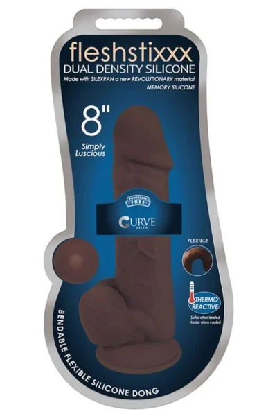 8 Inch Realistic Cock with Balls & Suction Cup Base Dildo - Chocolate