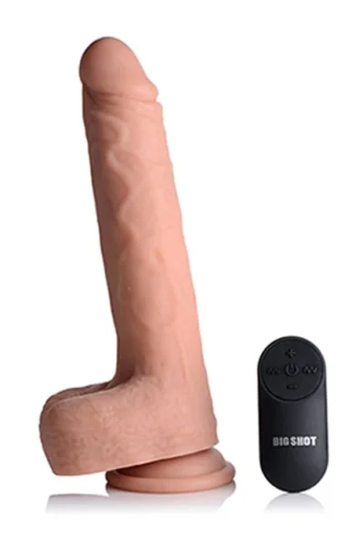9 inch vibrating & thrusting dildo with balls & remote control