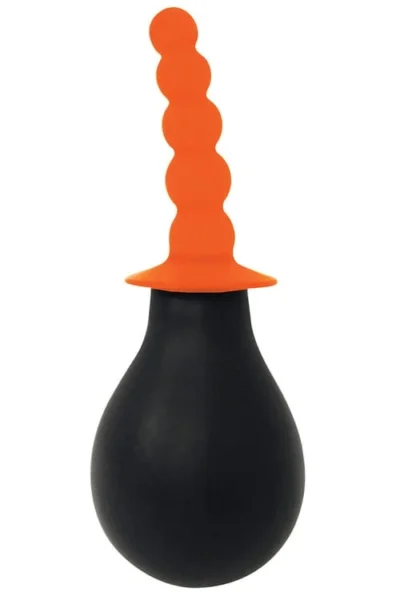 Anal Douche with 4 Inches Insertable Length Rippled Nozzle - Orange