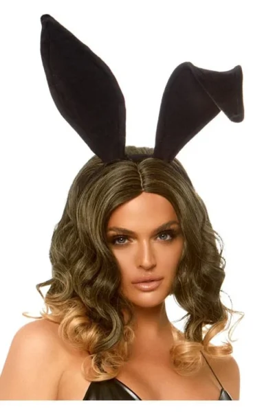 Bendable Velvet Bunny Ear Headband Bunny Halloween Costumes - Black