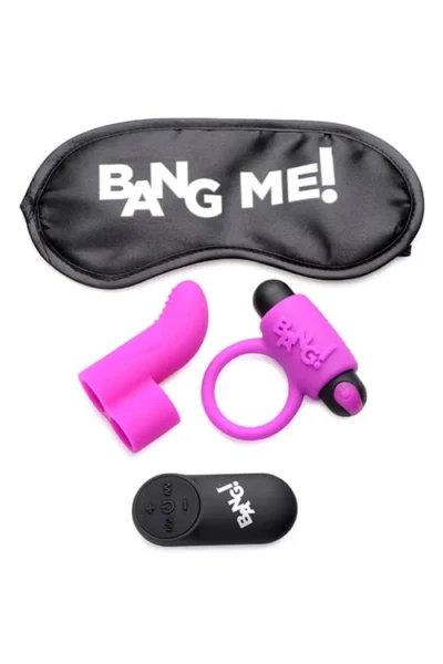 Finger Vibrator Cockring & Satin Blidnfold Bang Couple's Kit