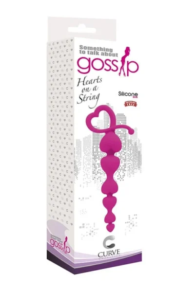 Heart Shaped Graduated Anal Beads with Easy Retrieval Loop - Magenta
