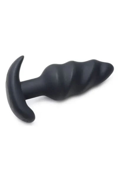 Silicone Swirl Vibrating Butt Plug with Remote Control - Black