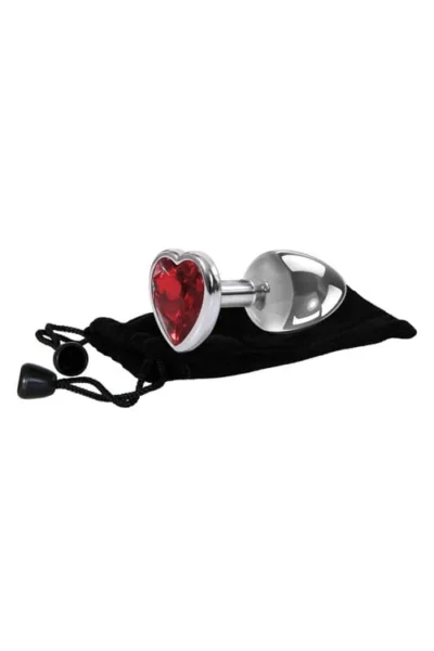 Small Aluminum Butt Plug with Red Heart Gem Anal Stimulator