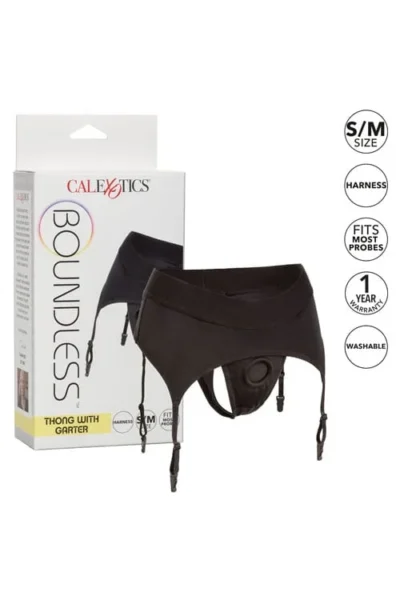 Thong with Garter Comfortable Harness Boundless - S/M - Black