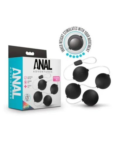 1.25 Inches Anal Beads Pleasure Balls Anal Stimulator - Black