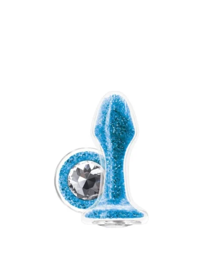 2.6 Inches Premium Glass Butt Plug Anal Stimulator Blue Crystal