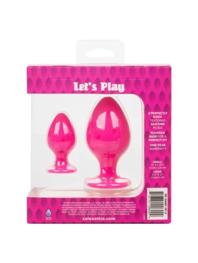 2 Pcs Textured Butt Plug Set with Suction Cup Base Cheeky - Pink