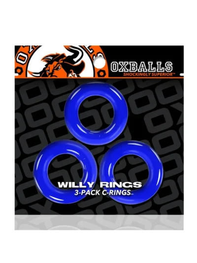 3-Pack Cock Rings for Stronger Erection Oxballs Willy Rings Blue