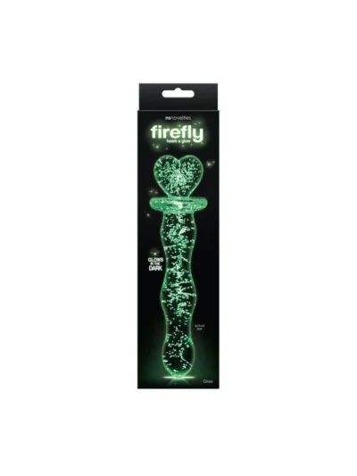 5 Inches Glass Dildo Glow In The Dark Green with Heart Shaped Handle