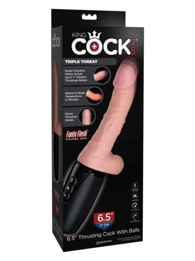 6.5 Inch Thrusting Warm Dildo Realistic Cock with Balls
