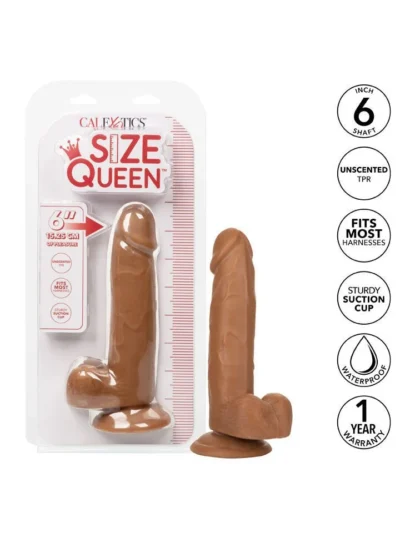 6 Inch Dildo Realistic Cock with Balls & Suction Cup Base - Brown