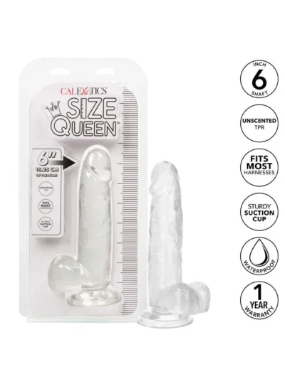 6 inch dildo realistic cock with balls & suction cup base - clear