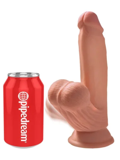 7 Inch Dong Realistic Cock with Swinging Balls & Suction Cup - Tan
