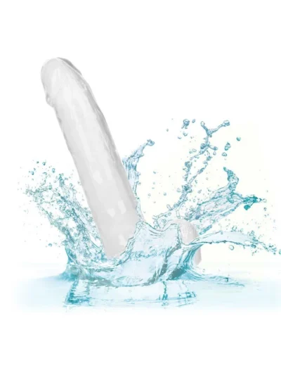 8 Inch Dildo Realistic Cock with Balls & Suction Cup Base - Clear