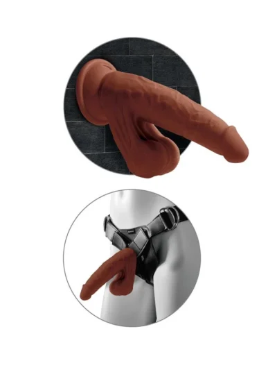 8 Inch Dong Realistic Brown Cock with Swinging Balls & Suction Cup