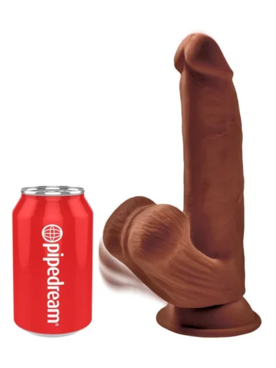 8 Inch Dong Realistic Brown Cock with Swinging Balls & Suction Cup