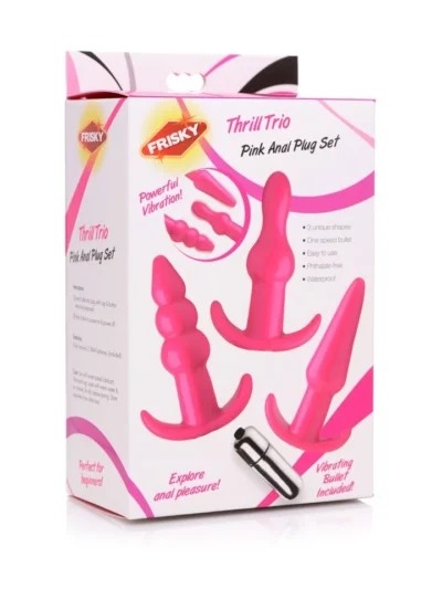 Anal Plug Set With Vibrating Bullet Thrill Trio - Pink