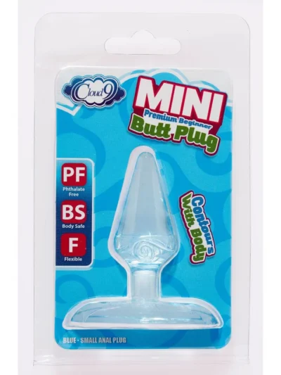 Beginner Mini Tapered Butt Plug Transparent Anal Stimulator - Blue