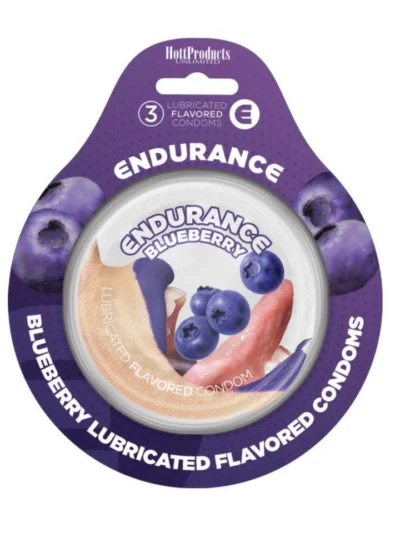 Blueberry Flavored Latex Condoms Endurance - 3 Pack