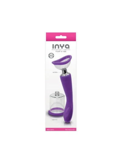 Breast & Clitoral Suction Cup Pump with Vibrating Handle - Purple